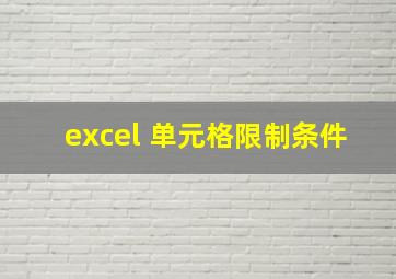 excel 单元格限制条件